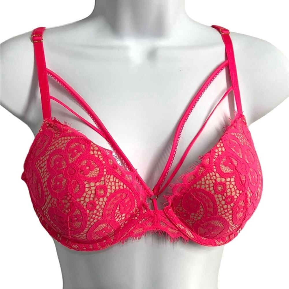VICTORIA'S  SECRET Pink Lace Underwire Decorative Bra Size 34 B